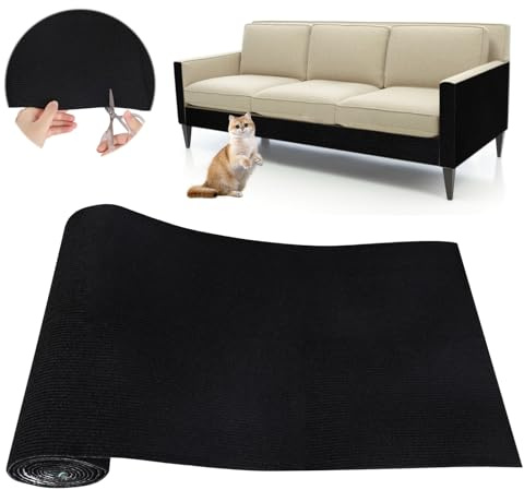 Protezione Divano Graffi Gatto: DIY Tiragraffi per Divano Tappeto Tiragraffi per Gatti Autoadesivo 200x40cm - Ideale per Divani, Mobili e Pareti, Sisal e Moquette (Nero, 40×200cm)
