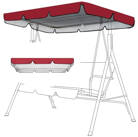 Toldo de balancín de jardín de 3 plazas,Impermeable,Jardin Toldo de Reemplazo Anti Viento Techo de Reemplazo Protección UV,para Jardín,Terraza y Balcó(Size:142 * 120 * 18cm,Color:Rojo)