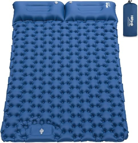 HiiPeak Double Camping Sleeping Pad - Ultralight Inflatable Sleeping Mat with Built-in Foot Pump, Durable Compact Waterproof Camping Air Mattress for Backpacking, Hiking, Tent Trap Traveling