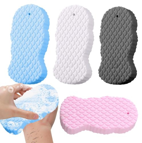 shpuuyy Esponja De Baño - Esponjas Para Baño Corporal | Artículos De Higiene Diaria 4 Unidades Para Toda La Familia Y Amigos Uso Personal Set De Regalo