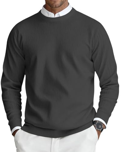 Men Sweater Mens Sweaters Crew Neck Jumper Knitted Pullover Men Soft Sweater Lightweight Classic Jumpers Long Sleeve Sweatshirts 03-Black L