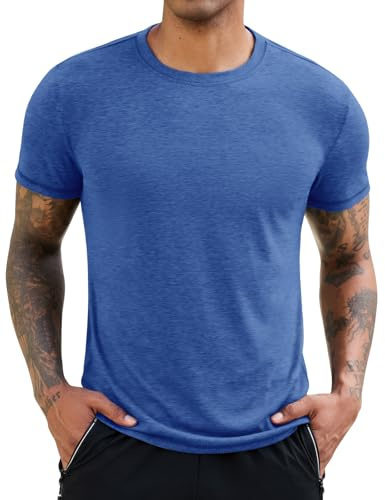 Xnova Camiseta Basica Hombre Manga Corta T-Shirt Cuello Redondo tee Corte Clásico Unicolor Informal T-Shirts Tops elástico
