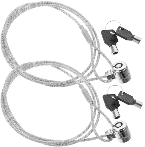 Alipis Lot de 2 Sets de Câbles de Sécurité Antivol pour Ordinateur Portable Clé, Verrou Informatique Rotatif 360°, Câble Robuste 1,2 M, Accessoire Informatique Compatible Usage