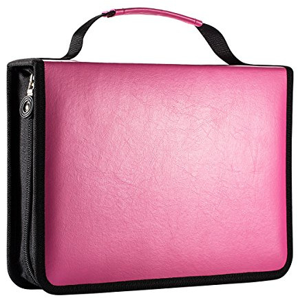 WINSHEA 150 Slots PU Leather Pencil Case Pencil Holder Students Pencil Pouch Wrap School Pencil Bag Colored Pencils Case Organizer Stationary (Rose Red)