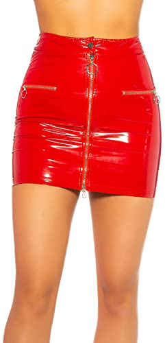 Koucla Mini jupe effet cuir effet mouillé avec fermeture éclair