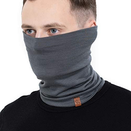 menique Schlauchschal Herren – 100% Merino Wolle Loop Schal, Atmungsaktives Halstuch und Halswärmer, Fahrrad Winter Sportschal für Männer, Motorrad Halstuch Herren, Ski-Maske (Perfektes Grau)