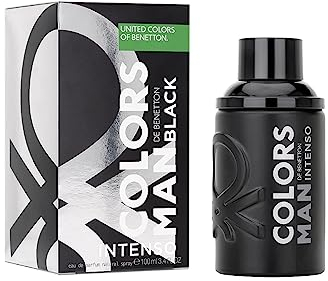 United Colors of Benetton Black Intenso, Eau de Parfum da uomo, Lunga durata, Fragranza giovanile, moderna e intensa, Note legnose e agrumate , ottime da indossare di giorno , 100 ml