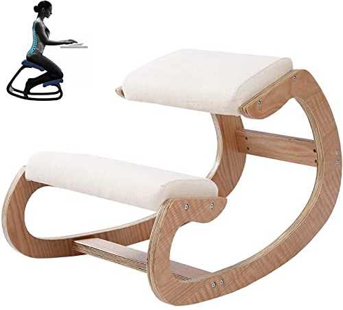 Silla Ergonómica para Arrodillarse, Taburete De Madera Equilibrado para La Rodilla, Taburete De Madera Maciza De Abedul para Oficina Y Hogar para Mejorar La Postura,Wood