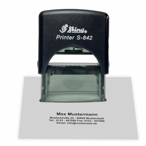 Personalisierter Stempel mit Wunschtext - selbstfärbender Stempel als Namensstempel, Adressstempel, Firmenstempel zu verwenden - Gehäusefarbe Schwarz oder Weiß (22x58mm, Schwarz)