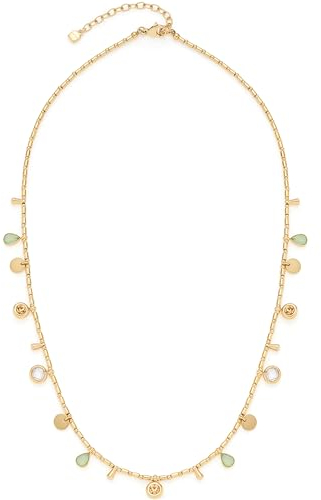 JEWELS BY LEONARDO Halskette Ella • Collier aus goldfarbenem Edelstahl • Charm-Ketten-Look • Zylinder-Perlen mit eingehangenen Anhängern • 45-50 cm Länge • Geschenk Damen Schmuck • 023543
