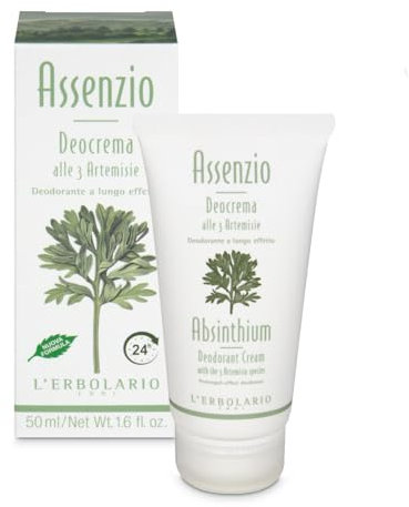 L'Erbolario Deocrema Assenzio - Deodorante Crema con Fragranza Fresca ed Erbacea - con Ingredienti di Derivazione Naturale - per Lui e per Lei - 50ml