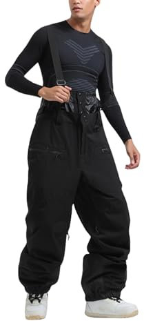 SOOUICKER Skihose Herren Gefüttert mit Träger Schneehose Winter Wasserdicht Snowboardhose Latzhose Herren Winterhose Warm Outdoorhose mit Hosenträger Ski Hosen für Männer