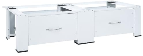 Genérico Soporte Pedestal Doble para Lavadora con cajones Blanco,Accesorios para lavadoras y secadoras-4009869