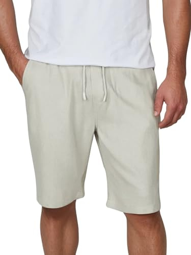 DENIMFY Korta byxor herr chinos linne shorts DFAlessio normal passform dragsko elastisk linning enfärgad svart grön blå beige vit S M L XL XXL 3XL 4XL 5XL, Ljus sand, XL