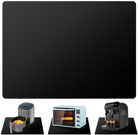 Tappetino Lgnifugo Silicone per Bancone Cucina 60x40cm | Grande Senza Pieghe per Friggitrice ad Aria & Cucina, Protezione Bancone Anti-Scivolo Acquastatico (Nero, 1mm)