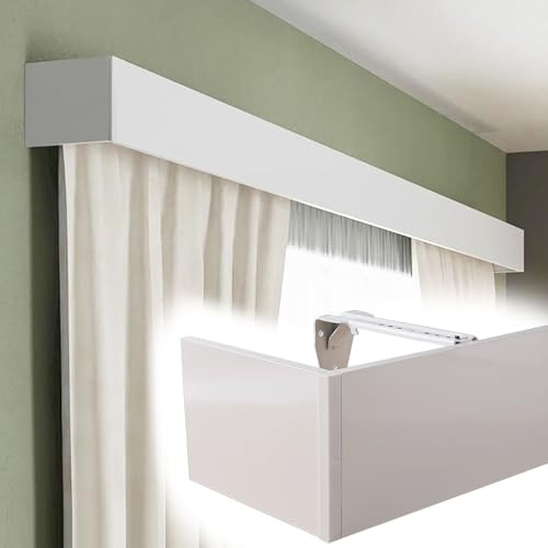 Decorative Curtain Rod Cover Box Frame for Living Room/Bedroom/Kitchen - 1m/3.3ft Cornice Board Without Tracks, Stylish Curtain Baffle Bracket, Easy Installation