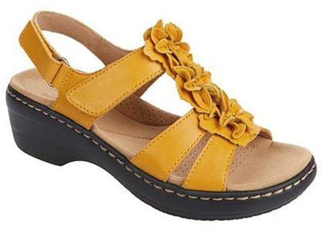 EFLALYHG Sandalias ortopédicas con Soporte de Arco para Mujer, con cuña y Punta Abierta para Caminar, Sandalias de Gladiador de Verano, Zapatos para Vacaciones en la Playa.,Amarillo,35 EU