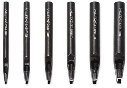 WUTA Kohlenstoffstahl Lochstanzer,6 Stück Rechteck Locheisen Set für DIY Lederarbeiten, Gürtel, Taschen, Lochstanzer Leder(2 * 4++2 * 6++2 * 8+3 * 10+4 * 12+4 * 14mm)