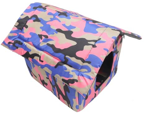 Artibetter Outdoor Weatherproof Insulated Elevated Cat House Small Pink Powder for Winter Outdoor Cat Shelter