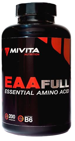 Mivita Nutrition EAA Aminoacidi Essenziali 200 Compresse - Amminoacidi Essenziali con Vitamina B6 - EAA Aminoacidi Essenziali Compresse - Integratore Aminoacidi Essenziali Senza Glutine e Lattosio