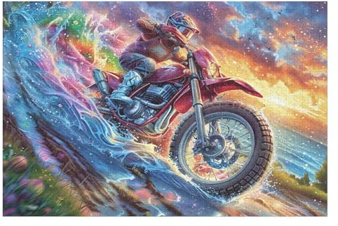 Premium Piloto de Motocross Ola Playa Aventura Salvaje Puzzle 1000 Piezas para Adultos Estimulante Divertido Y Cautivador Ideal para Actividades En Casa 1000 PCS（75x50cm）
