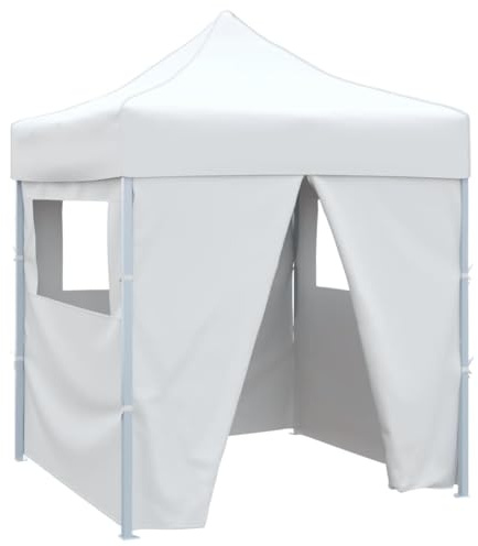 LoogCape Tente de fête pliable - 2 x 2 m - En acier blanc - Avec 4 parois latérales - Toit Oxford 600D - Protection UV - Résistant aux intempéries - Pour jardin, terrasse, extérieur