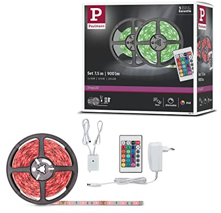 Paulmann LED Strip FN SimpLED Stripe Set 5m RGB 20W 230/12V DC Schwarz Metall Kst | LEDs fest verbau