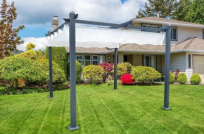 Italfrom - Pérgola de aluminio con toldo retráctil de 400 x 300 cm para exterior o jardín
