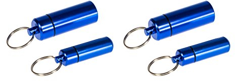 Pillendosen Set aus Aluminium mit Schlüsselring in blau, 2x klein 2x groß, Schlüsselanhänger …