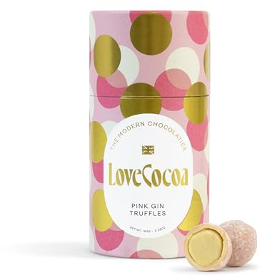 Love Cocoa Pink Gin Chocolate Truffles - Approx 13-15 chocolates, 150g - Alcohol Chocolate Truffles with a Flavoured Centre Filling - Perfect For Birthdays, Anniversaries, Christmas, Easter & Gifts