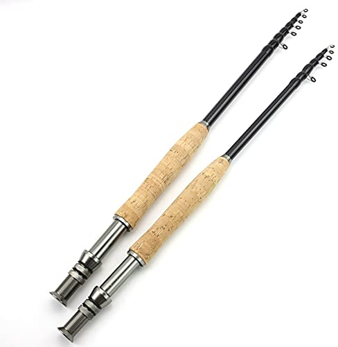 Neue 2.1m 2,4 m 2.7m 3.0m Teleskopfliege Angelrute Tragbare Kohlefaser Ultraleichte Schnelle Action Fliegenfischstange Korkgriff Angelgerät Troutstab Mitte Anpassung Fliegenfischstange ZYYDD