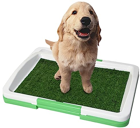 GIBZ Hundeklo mit Tablett Kunstrasen Welpen Trainings PIPI Pods Waschbar Gras Hundetoilette für Indoor und Outdoor, 47×34×6cm