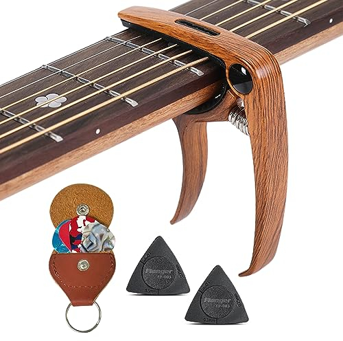 1 Gitarren-Stimmclip, 2 mattierte Plektren, 1 Plektrum-Aufbewahrungstasche mit 4 Plektren, Metall-Stimmclip, Multifunktions-Kapodaster, Gitarren-Tuning-Zubehör, geeignet für E-Gitarre, Ukulele