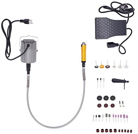 780W Elektrische Drehwerkzeug Flex Shaft Wellen Aufhängung, Elektrische Multifunktionswerkzeuge mit Fußpedal-Steuerung 500-25000U/min, Edelstahl flexible Welle