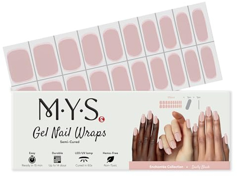 MYSc Gel Nail Wraps (Dusty Blush), Semi-Cured Gel Nail Wraps, 20 UV Gel Strips for a Long-Lasting, Salon-Quality Manicure at Home, Easy to Apply, No Smudges, Easy to Remove, Works with Any UV Lamp