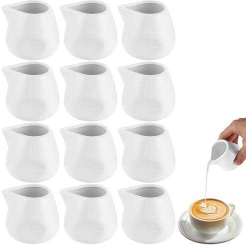 APACALI 12 bricco per latte bianco in porcellana, 100 ml, piccolo bricco per latte, in ceramica, per latte, salsa, caffè, salse, cucina, bar, caffetteria