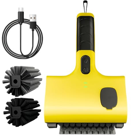 Cepillo Eléctrico para Limpiar Parrillas | Limpiador Inalámbrico Y Recargable para Parrillas De Barbacoa | Tambor Extraíble De Acero Inoxidable, 350 RPM, Limpieza De Alta Velocidad