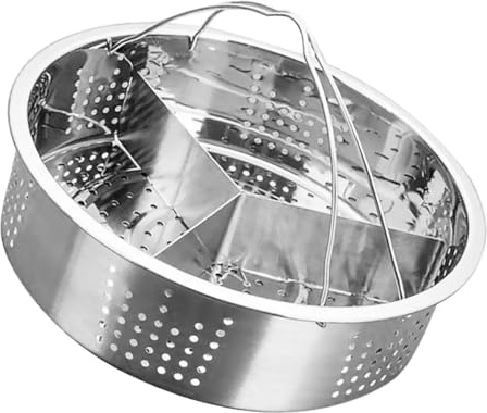 SOIMISS Panier Vapeur Acier Inoxydable avec Couvercle Support pour Autocuiseur Insert Marmite Cuit Électrique pour Cuisson Vapeur Uniforme et Drainage Rapide