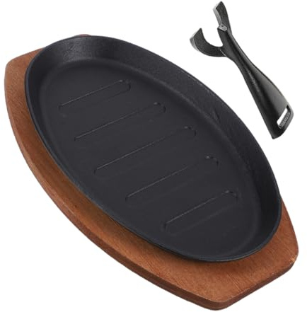 Holibanna Grill Pan Fonte Avec Surface Antiadhésive Pour Viandes Légumes Et Fruits De Mer Poêle Teppanyaki Multifonction Pour Barbecue Intérieur Plaque à Steak Uniforme Et Polyvalente