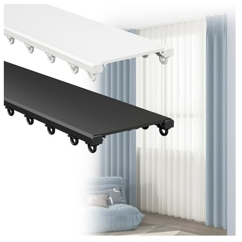 Rail À Rideaux Double, Rail Rideaux Plafond, Tringle À Rideaux En Aluminium, Barre A Rideau Pour Cloisons De Séparation(Noir,0.7m(2.29FT))
