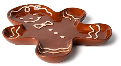 Excelsa Wonderful Ginger Piatto Natalizio a Servire in Ceramica, Forma di Omino Pan di Zenzero, Decorato a Mano