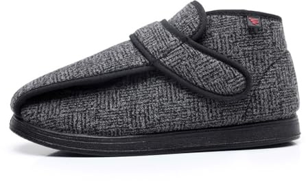 Pantoufles Chaudes pour Diabétiques Femme Homme Hiver Extra Large Pour Pieds Gonflés Enflés Chaussures Chaussons (Gris clair, L, Adulte, 46, Numérique, Système Taille Chaussures EU, Très large)