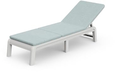 Keter Palma-Tumbona de Jardín Plegable con cojín Incluido, para Exterior terrazas, Patios, Jardines, 4 Posiciones, Color Blanco