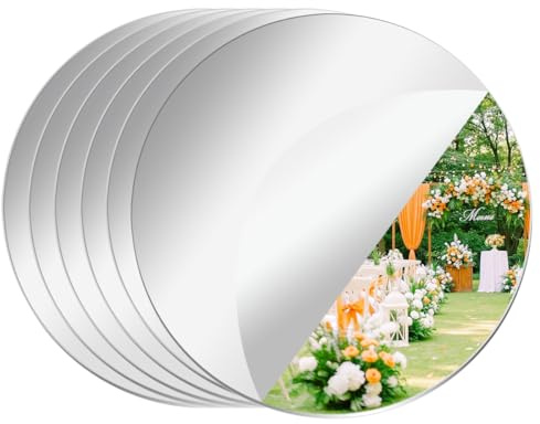 PopularLdo 6 tessere specchio rotonde per decorazioni da tavola, vassoi specchio, specchi rotondi piatti per decorazioni da tavola, portacandele a specchio per decorazioni da tavola per matrimoni e