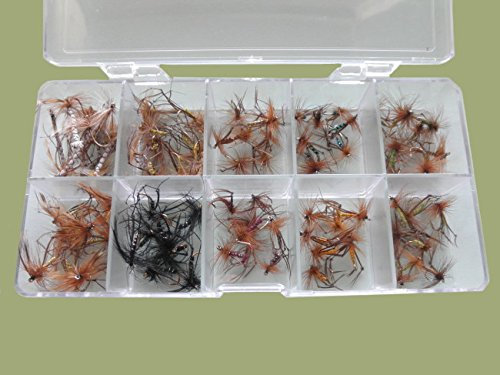 Forellenfliegen, 80 pro Box, Daddy, lange Beine und Hüpfbüchse, gemischte Art und Größe