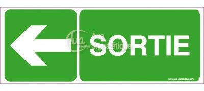 AUA SIGNALETIQUE - Panneau Sortie vers la gauche - B - 480x180 mm, Aluminium Dibond 3mm