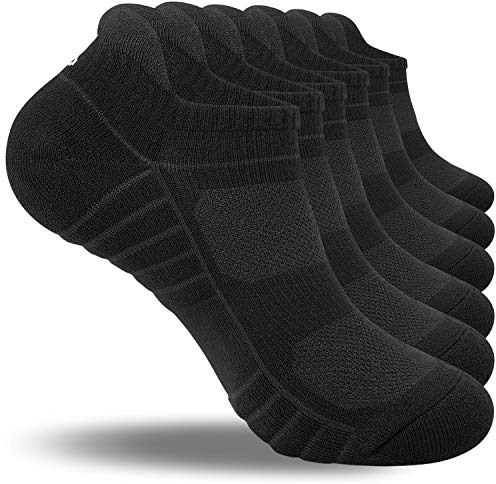 coskefy Running Socks Thick Cushion Ankle Anti-Blister Cotton Trainer Short Athletic Sports Socks for Men Women 6 Pairs