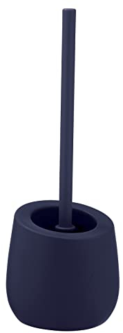 WENKO WC-Garnitur Mod. Badi hochwertiges Badaccessoire aus Keramik mit Matter Oberfläche inkl. WC-Bürste mit Ø 7,5 cm Silikonkopf Ø 13,5 x 38 cm Dunkelblau