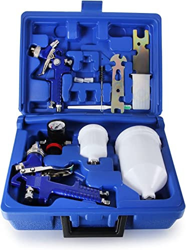 HVLP Pistolet à peinture 100 ml + 600 ml Pistolet pulvérisateur à air comprimé Pistolet à peinture 0,8 + 1,4 mm Kit buse