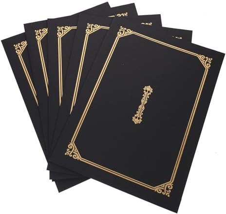 NUOBESTY 5 Pcs Certificate Holder Diploma Covers A4 Letter Size Document Covers with Gold Foil Border for Award Accomplishment Graduation Diploma Folder Black